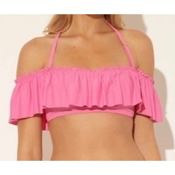 Bleu Rod Beattie Beverly Hills Pink Rufflicious Off Shoulder Bikini Top 12 NWT - Picture 1 of 3